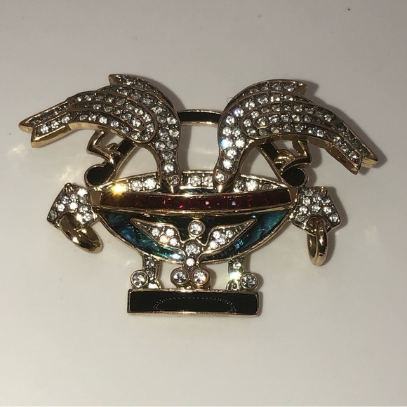 Vtg Butler Fifth Ave Birdbath Bird Bath Brooch 2.4” x 1.6” EUC - Picture 2 of 5